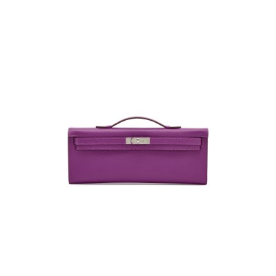 HERMES ANEMONE EPSOM KELLY CUT PALLADIUM HARDWARE 436573 (31*13*2.5cm)